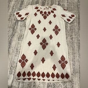 Michael Kors Cream and Red Embroidered Top